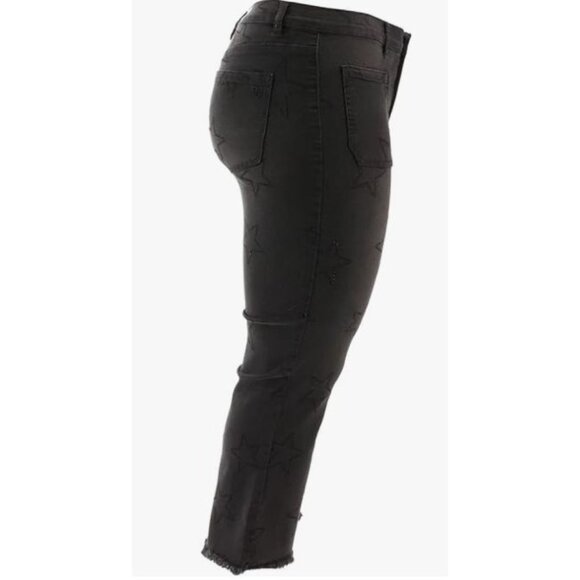 DG2 Diane Gilman Stretch Needle Punch Cropped Jean 698-158 Black Size 8 - Picture 3 of 4